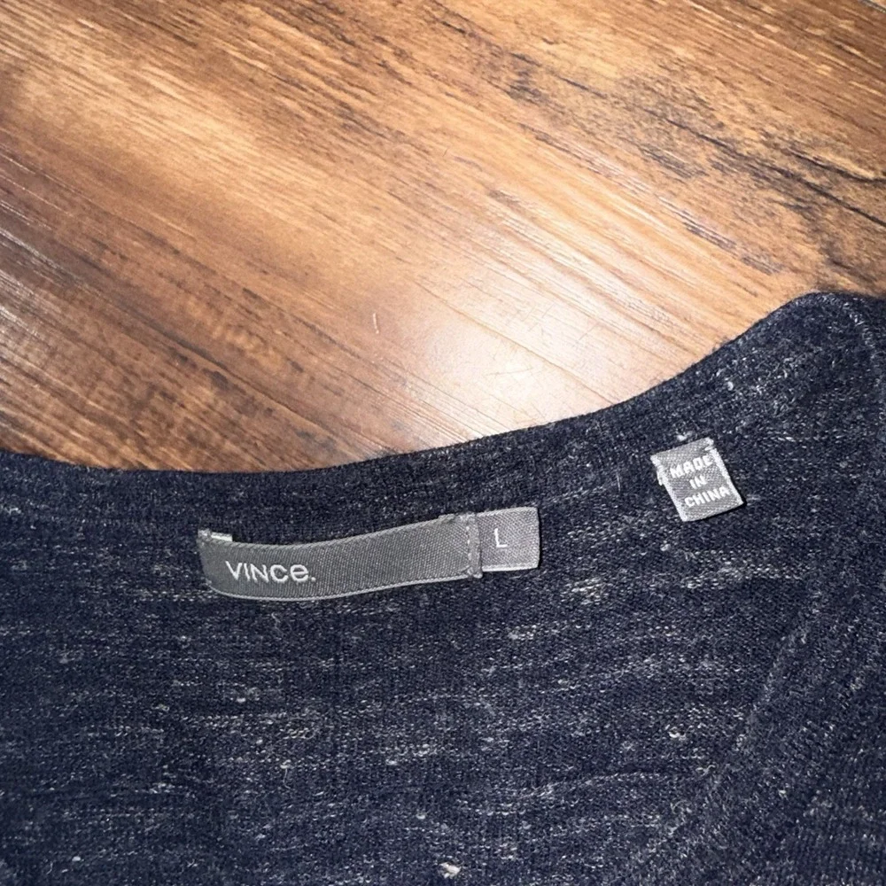 Vince Navy Wool Linen Blend Long Sleeve Light Sweater Men's Large